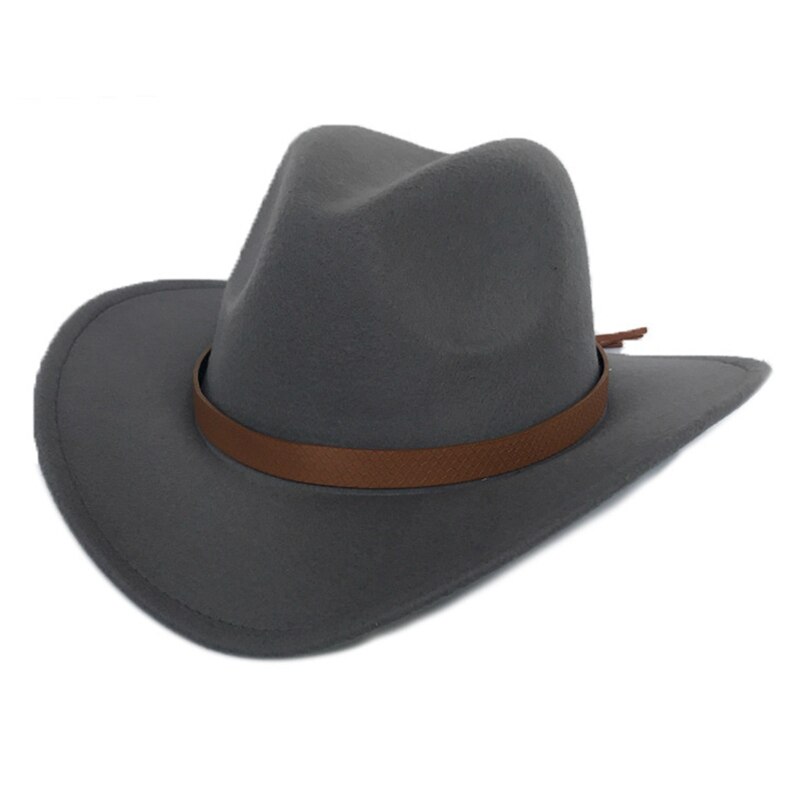 Fringed Belt Western Cowboy Hat Jazz Hat Woolen Hat Felt Hat Men Women Western Cowboy Hats Wide Brim Sunhat Panama Caps: GY