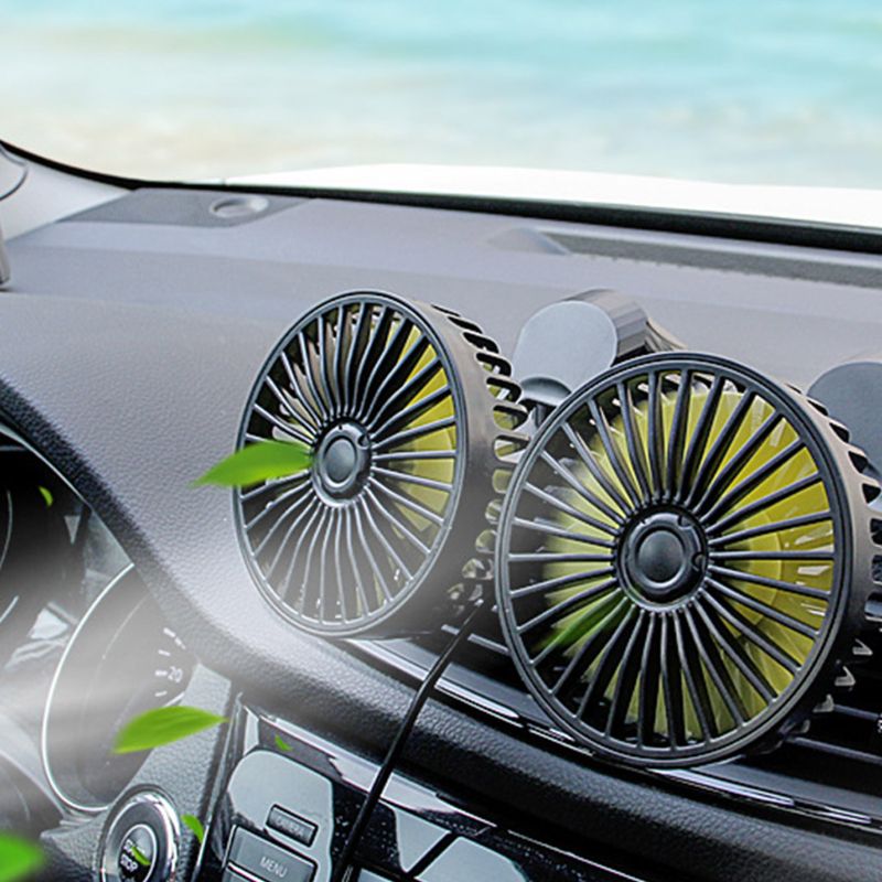Universele draagbare, dubbele ventilator voor op het bureau, oplaadbaar via usb, multifunctioneel luchtcirculatiesysteem voor in de auto