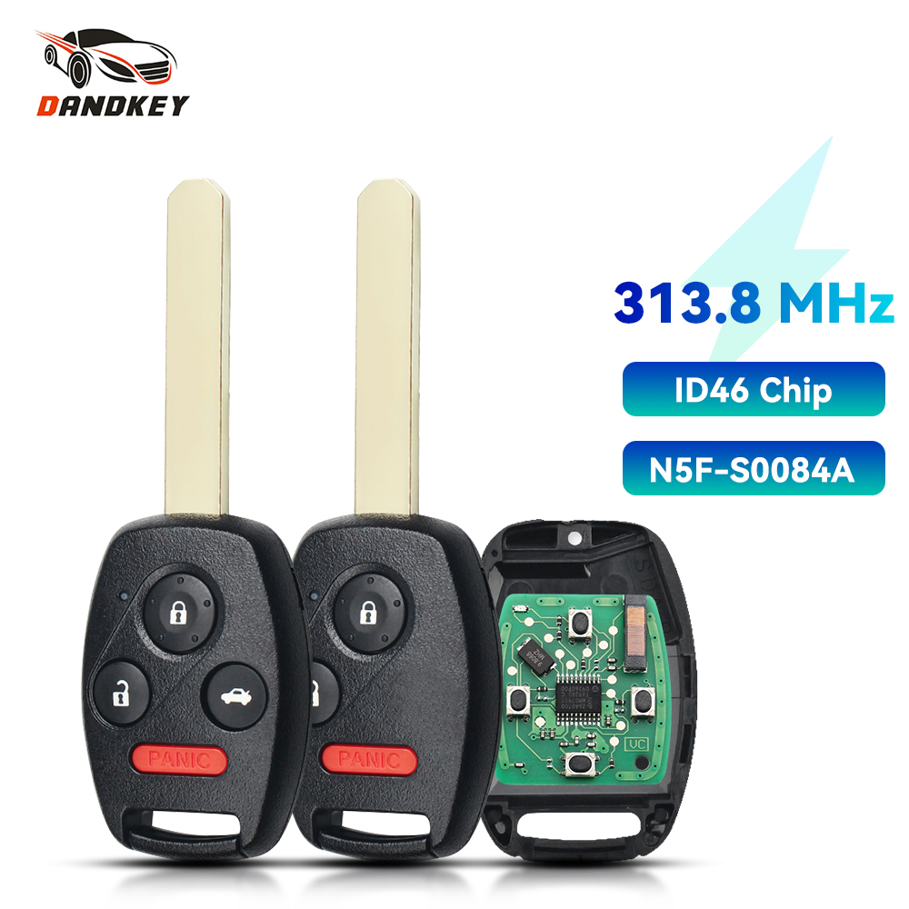 Dandkey Voor Honda N5F-S0084A 313.8Mhz Auto Fob ID46 Chip PCF7936 Afstandsbediening Sleutel Voor Honda Civic Ex Si 2006 2007