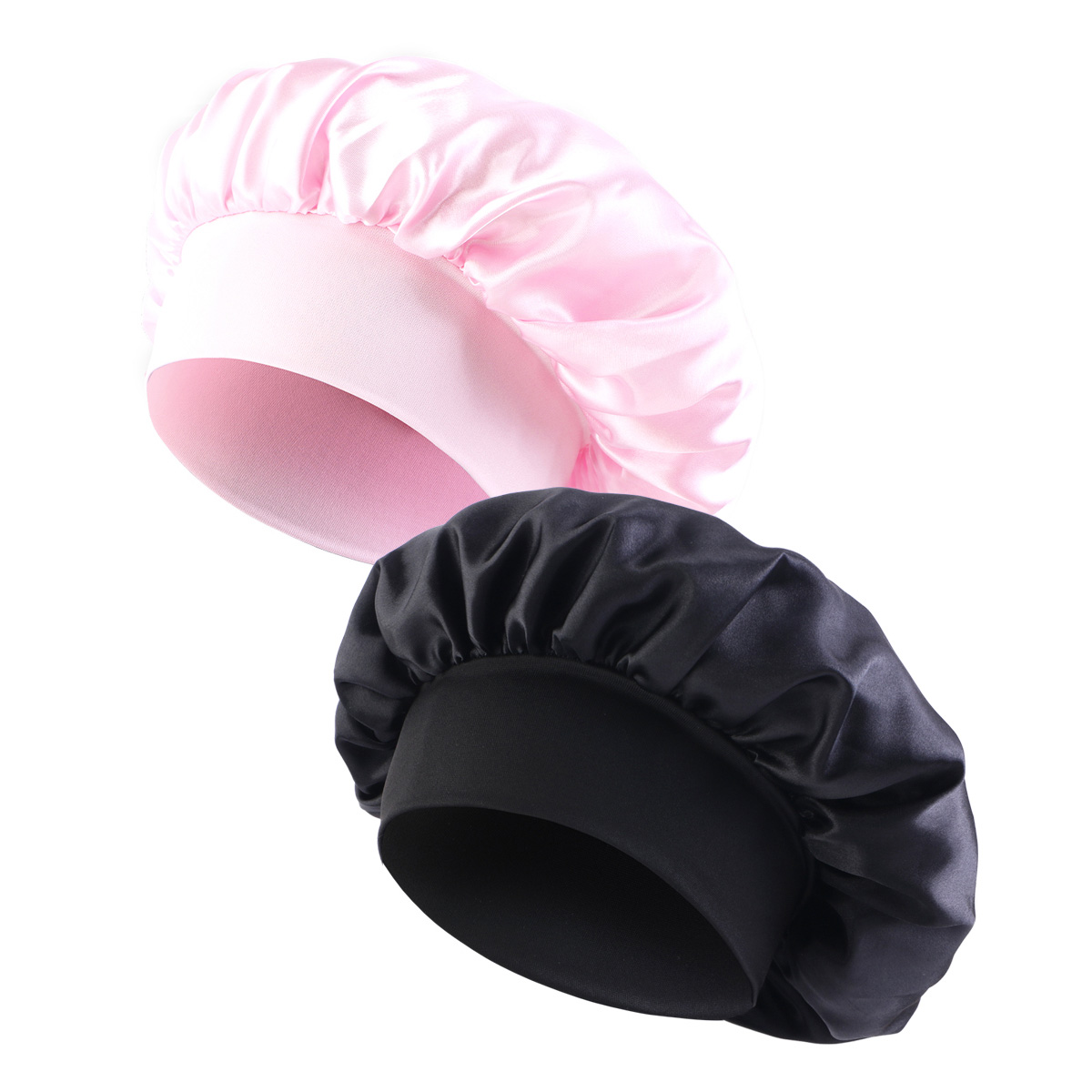 Satin Wide Brim Nightcap Silky Bonnet Hair Wrap for Sleeping Sleep Cap With Elastic Soft Band Styling Cap Hair Wrapping Tool: SKY BLUE