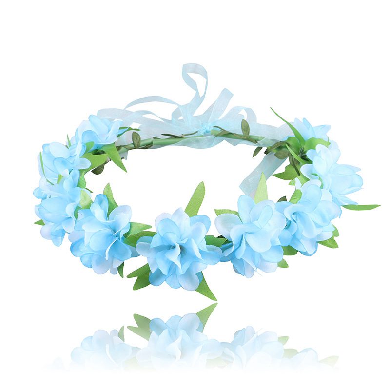 Muababy Meisjes Moana Guirlande Prinses Partij Accessoire Kids Bohemen Bloem Krans Voor Bruiloft Festival Strand Hoofdband Met Lint: Light Blue Wreath