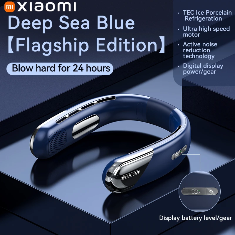 Xiaomi 8000mAh USB Appeso Al Collo Ventilatore Portatile Senza lama mini Ricaricabile Muto Schermo Digitale A portato Ventilatori Elettrici Dispositivo di Raffreddamento dell'aria Caldo: giallo