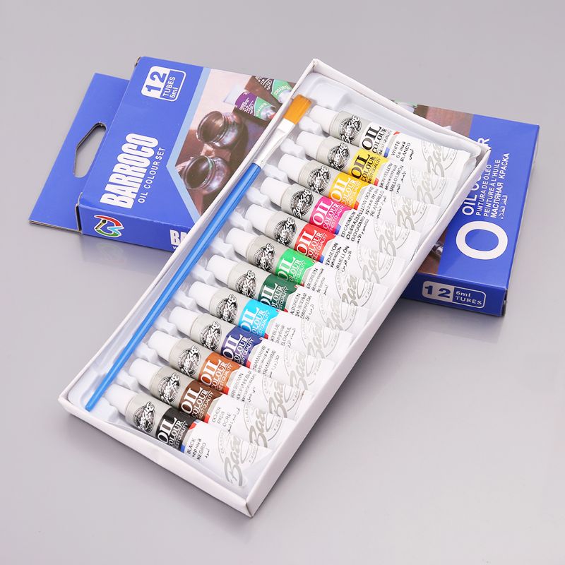 12 Kleuren Acrylverf Tekening Pigment Olieverfschilderij 6 Ml Buis Met Borstel Set Kunstenaar Levert