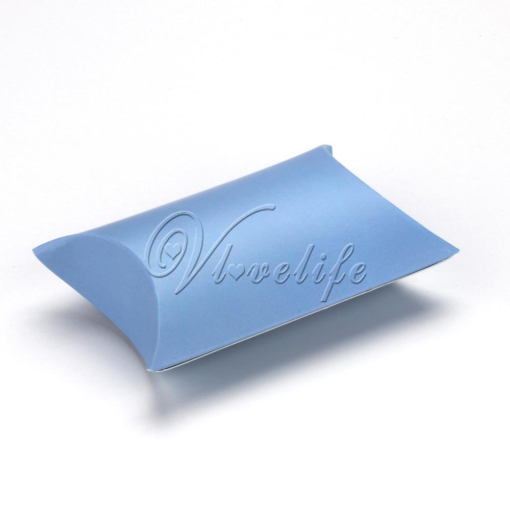 50 Stks/partij Stijl Kussen Vorm Doos Snoep Box Geschenkdoos Voor Wedding Party Favor Decor Karton/Pvc/bruin Kraft: blue
