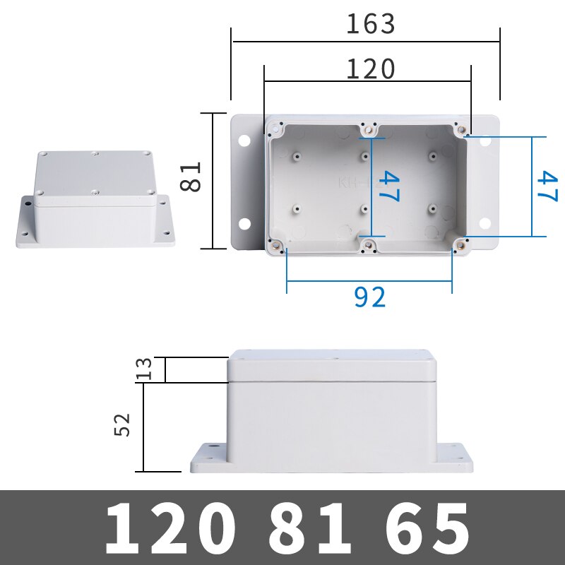 Waterproof Dustproof IP65 ABS Plastic Junction Box Universal Electrical Project Enclosure Pale Gray with Fixed Ear 200*120: 120mm x 81mm x 65mm