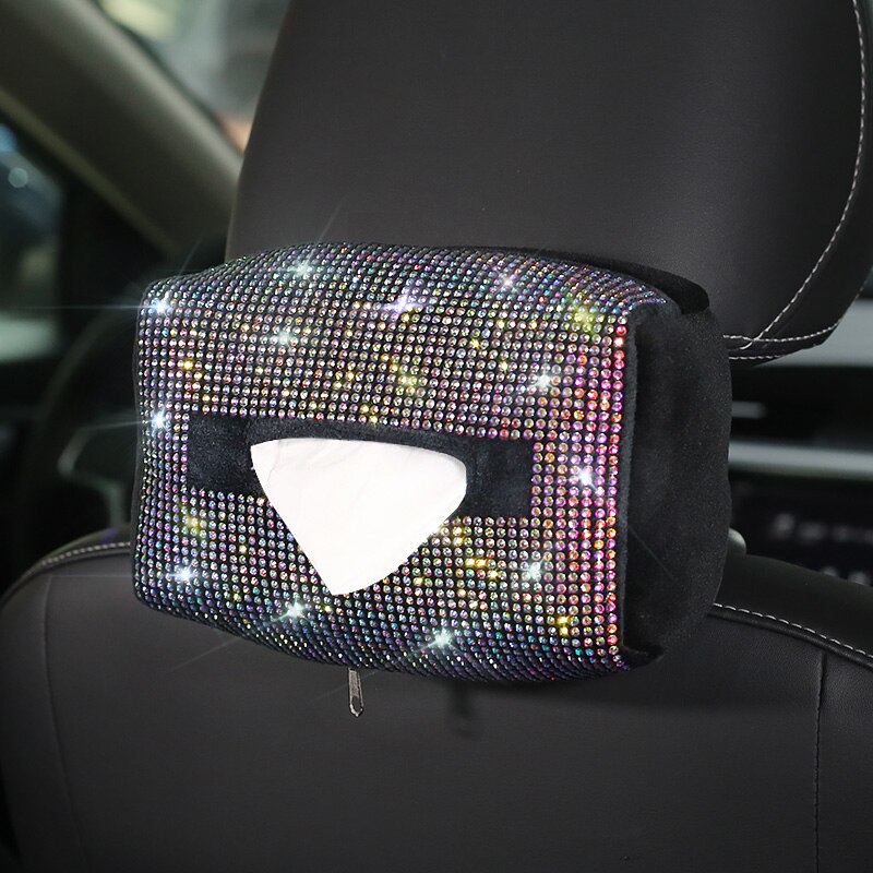 Beautiful Rhinestone Tissue Box Luxury Diamond Car Tissue Paper Box Cover Napkin Holder Car Accessories for Girls Women: Multicolor