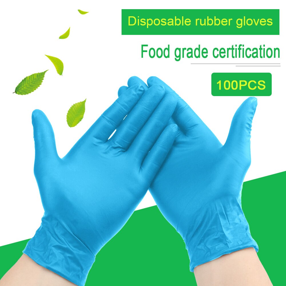100 unid/set guantes de nitrilo desechables antideslizantes guantes de látex desechables impermeables espesar guantes de jardín/Cocina/lavavajillas