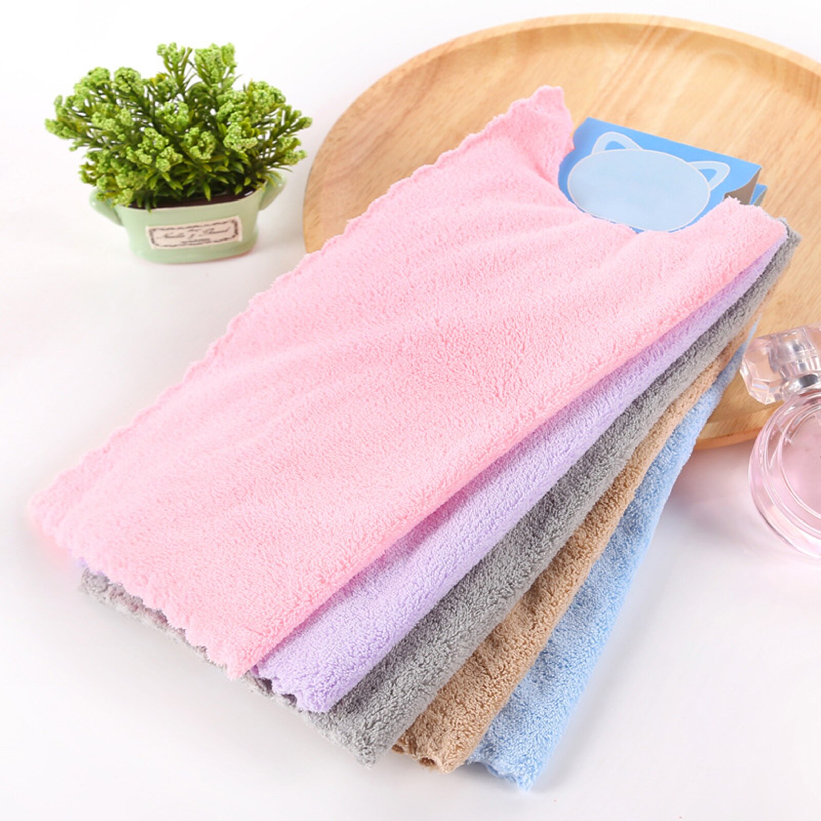 2Pcs 30Cm X 30Cm Effen Kleur Fleece Pasgeboren Baby Handdoek Water Absorptie Sneldrogende Gezicht Handdoeken Kinderen schoonmaken Tool