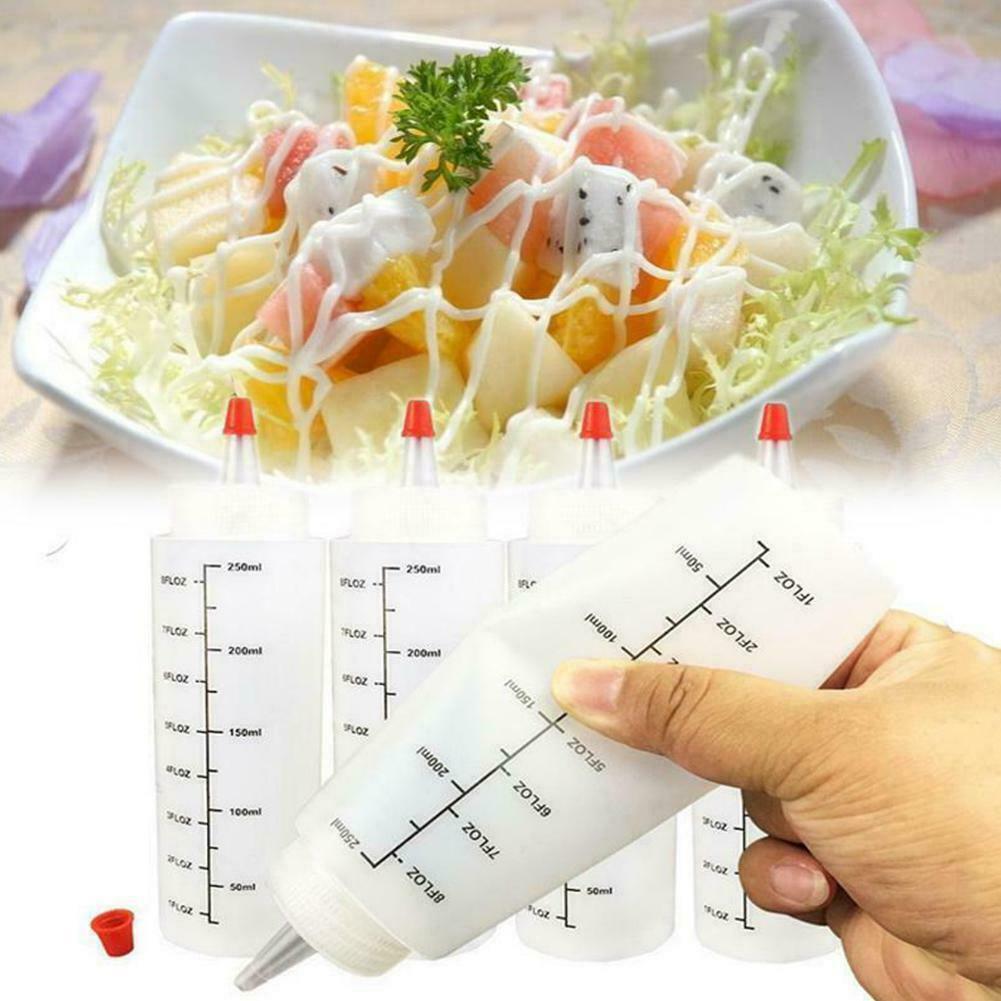 250ml Plastic Needle-nosed Bottle Measuring Squeeze Bottle Restaurant Sauce Ketchup Salad Bottle