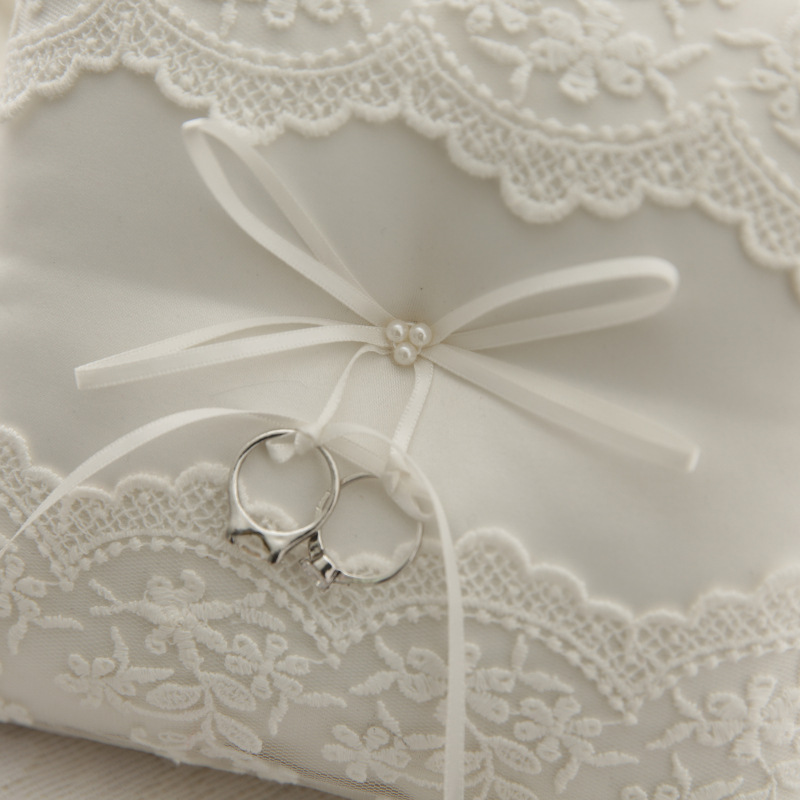 White Lace Wedding Ring Pillow Alliance Bridal Ring Bearer Pillow Cushions Wedding Marriage Ceremony Decoration Supplies