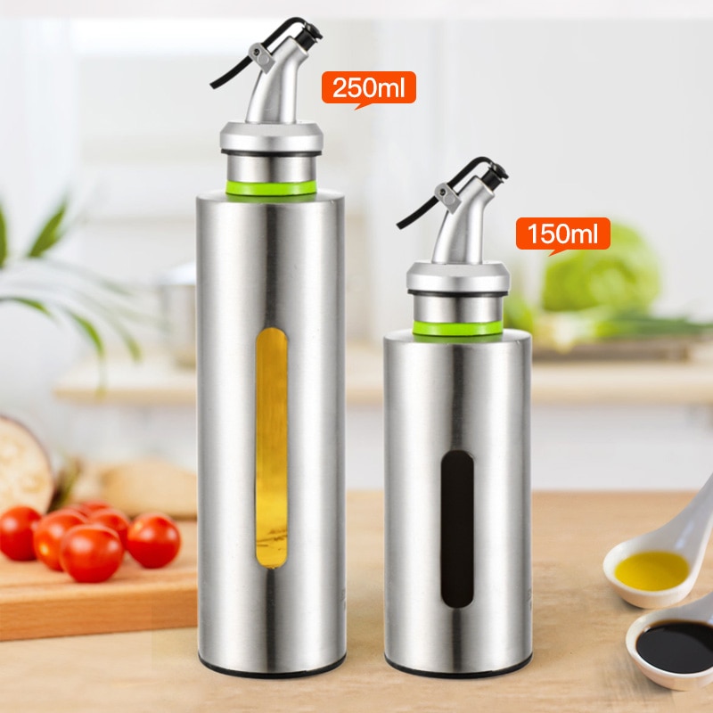 Distributeur de bouteille d'assaisonnement de cuisine bouteilles de burette d'olive récipient de vinaigre bouteille de distributeur d'huile en acier inoxydable étanche