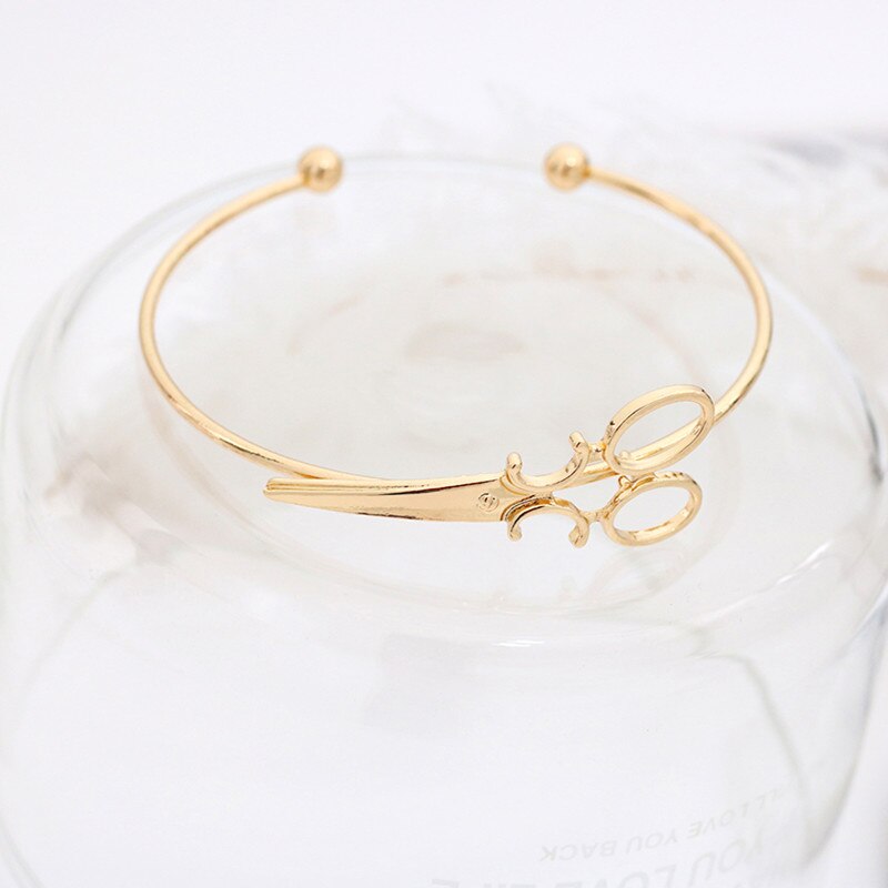 Schere Armbänder Für Frauen Stylist Öffnung Haar Schmuck Gold Armreifen Schere Silber Schere Männer Einfache Schwarz Charme