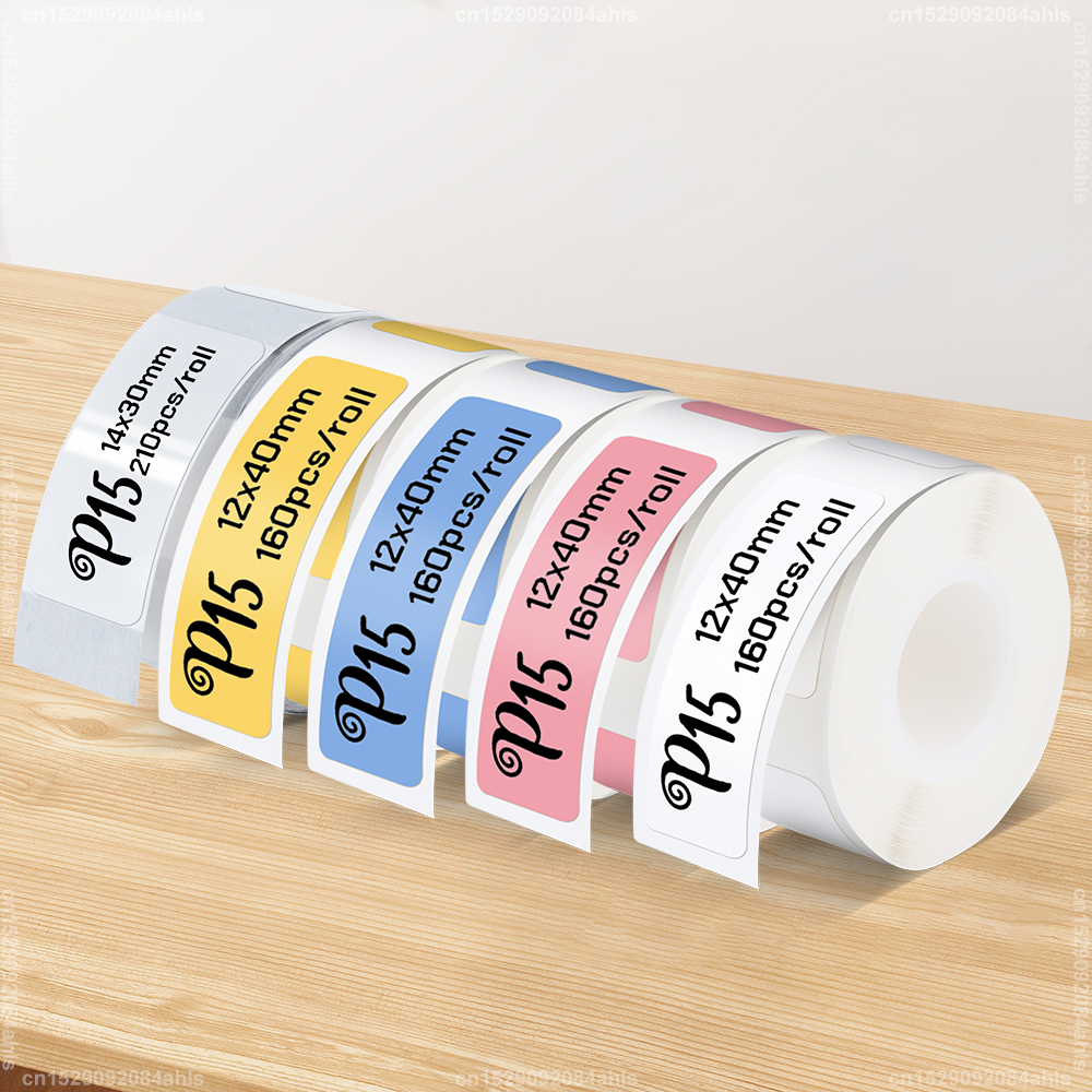 P15 Papierrolle 15x40 Thermoaufkleber 12x40 15x30 14x40 Thermodruckerband Transparentes Etikettenpapier für P15 P12 P11 D30 Q30S