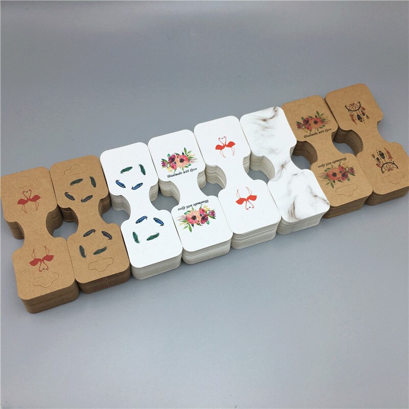 50Pcs/Lot Necklace Holder Jewelry Display Packaging Kraft Paper Fixed Multiple Patterns Printing Bracelet Jewelry Cards