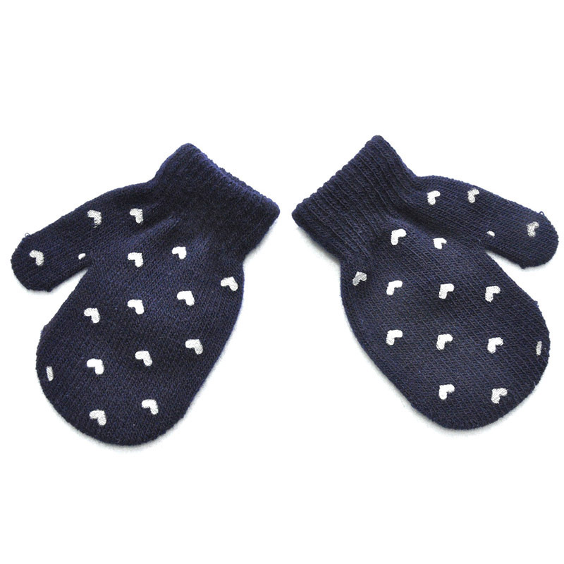 Gants d&#39;hiver pour -né, motif étoile et cœur, mitaines en tricot doux, chauds pour enfants, garçons et filles: Deep blue heart