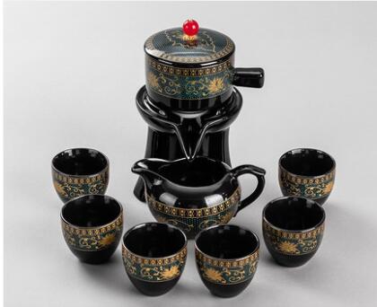 Paarse Klei Steen Slijpen Semi-Automatische Thee Set Creatieve Kung Fu Thee Pot Thee Ceremony Supplies Voor Maken Oolong Thee Pu'er thee