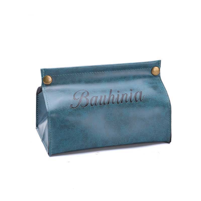 Organisateur de papier de support de stockage de serviette en cuir d'unité centrale de boîte de tissu pour le conteneur de voiture de pièce de bureau à la maison: Blue A