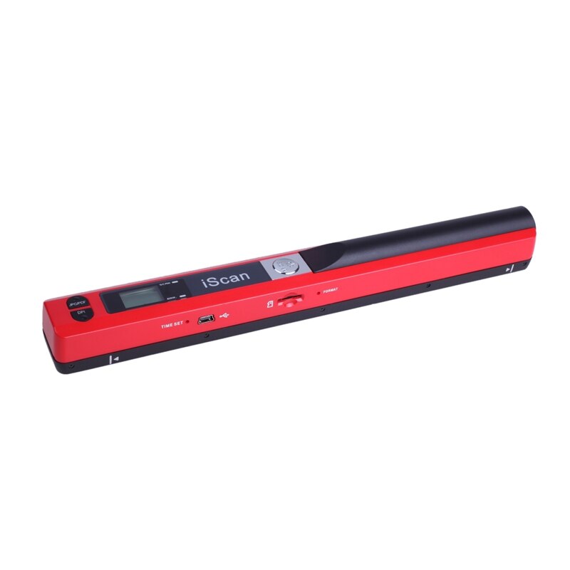 -Portable Handheld Document Scanner 227X20X20mm 900 DPI USB 2.0 LCD Display Support JPG / PDF Format Selection: Red