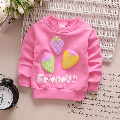 Katoen Lange Mouw Schattige Baby Shirt Meisjes Kids Kinderen Prinses Baby T-shirt Baby Meisje Kleding Lente Herfst: Rood / 24M