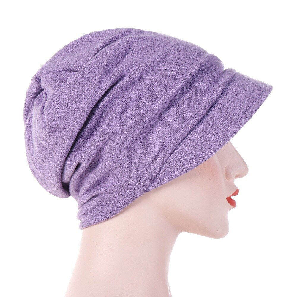 1 pcs Women warm hats solid soft 6 Colors Cotton Caps with brim