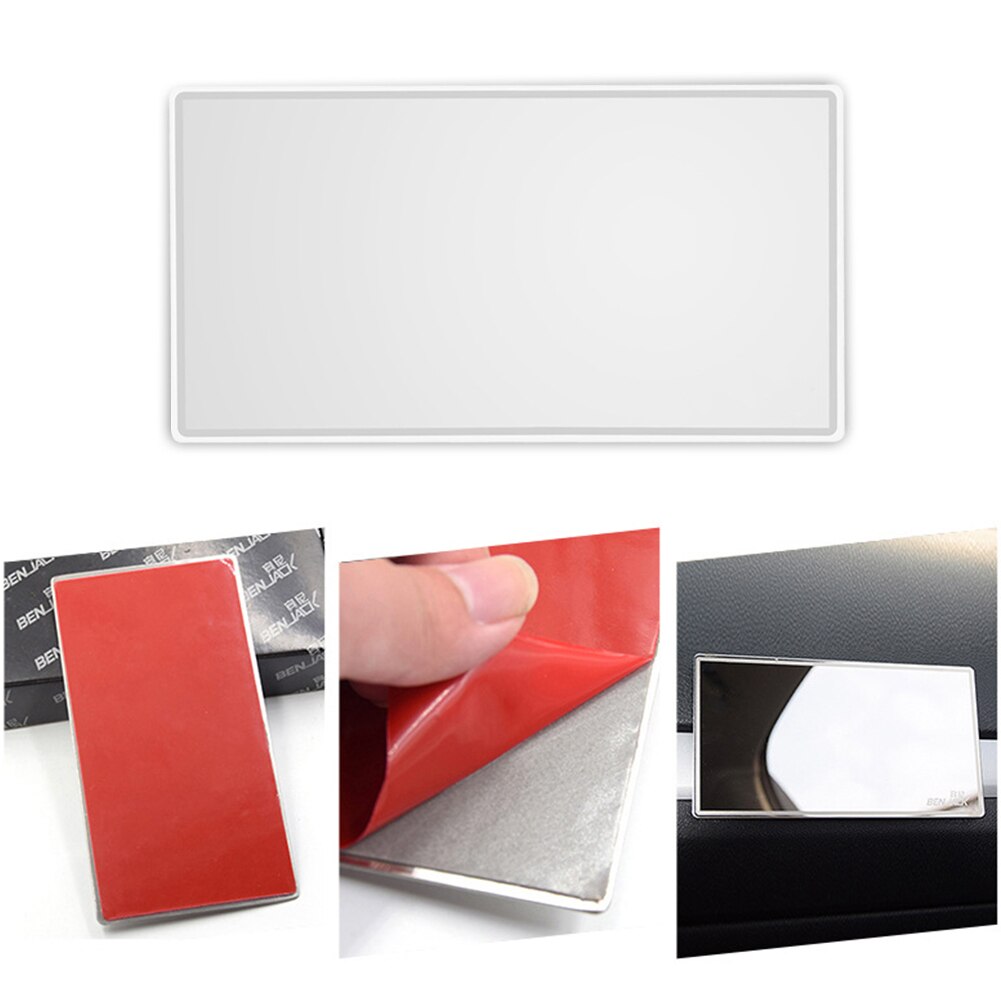 Rectangle Stainless Steel Sun Visor Makeup Mirror Easy Install Cosmetic Universal Decorative Styling Auto Car Interior Adhesive
