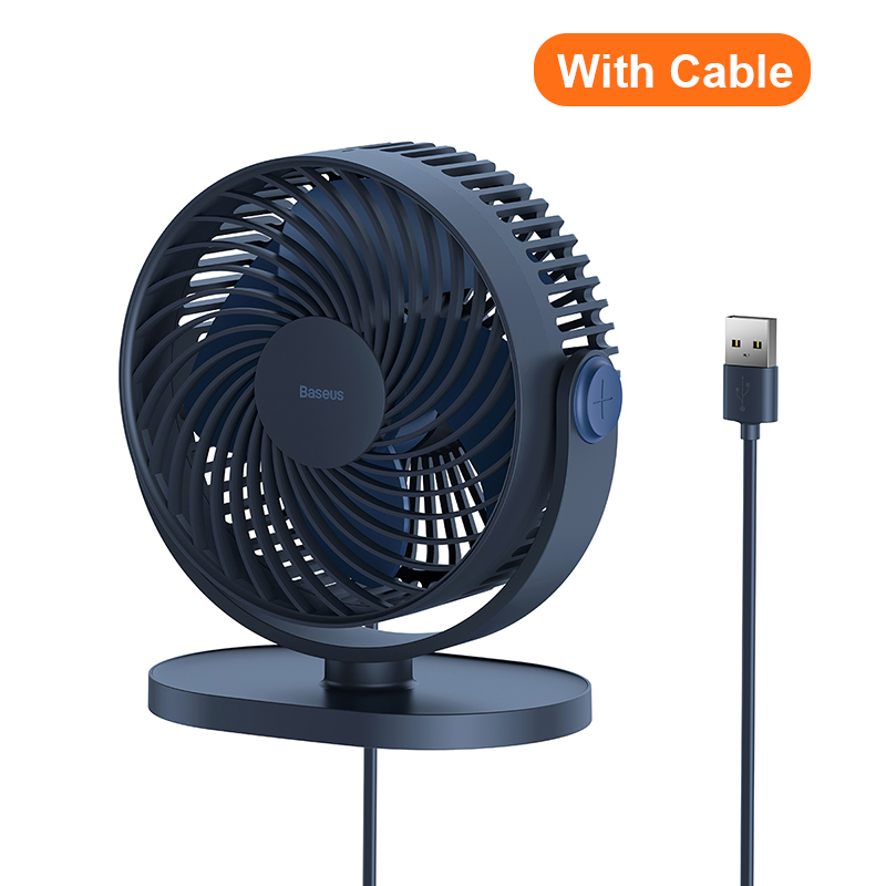 Baseus USB Fan Portable Hanging Mini Cooling Cooler Desk Fan For Home Office Speed Adjustable Desktop Table Summer Cooling Fans: Blue With Cable