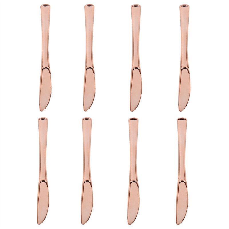 Assiettes or Rose de 24 pièces | Nappe jetable de fête, vaisselle d'anniversaire pour enfants adultes, décor de mariage pour fête d'anniversaire, fête d'anniversaire: 8pcs knife