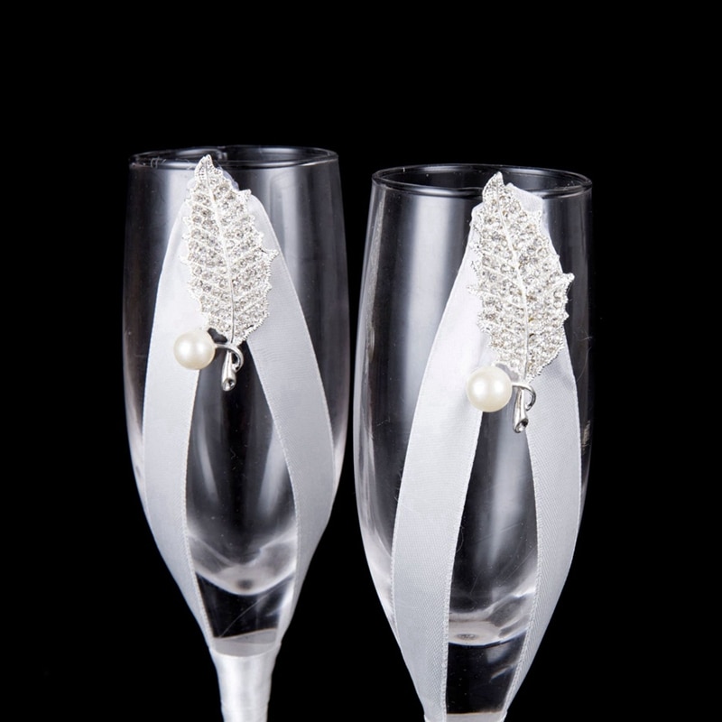 2Pc/Set Bridal and Groom Champagne Flutes Wedding Glasses Set Cup Toasting Goblet for Weddings Party