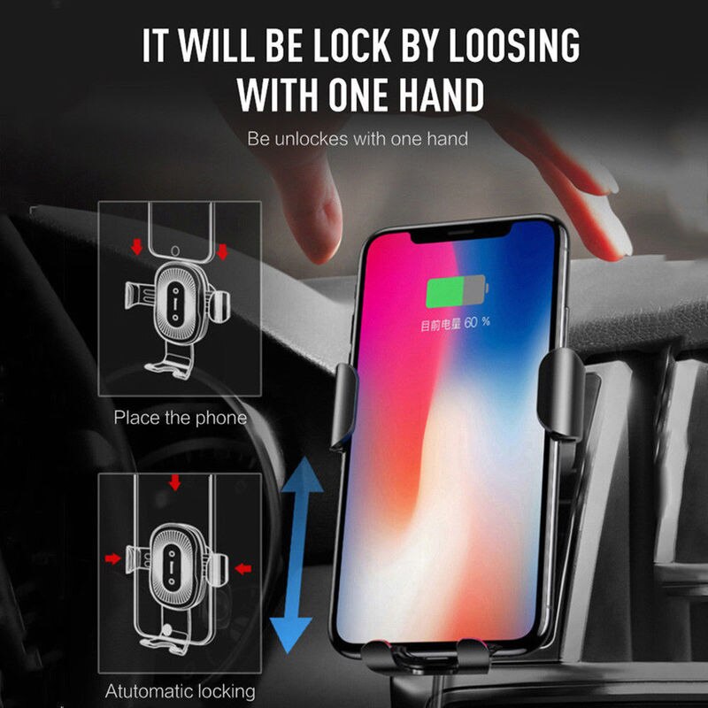 Bilfäste qi trådlös laddare för iphone xs max x  xr 8 snabb trådlös laddning biltelefonhållare för samsung note 9 s9 s8