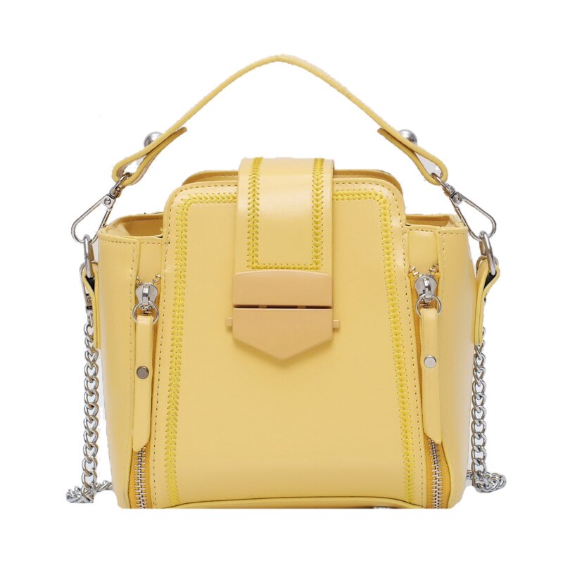 Luxury Women Small Pu Leather Chain Crossbody Bag Ladies Messenger Bags Female Handbags Shoulder Bags: Yellow