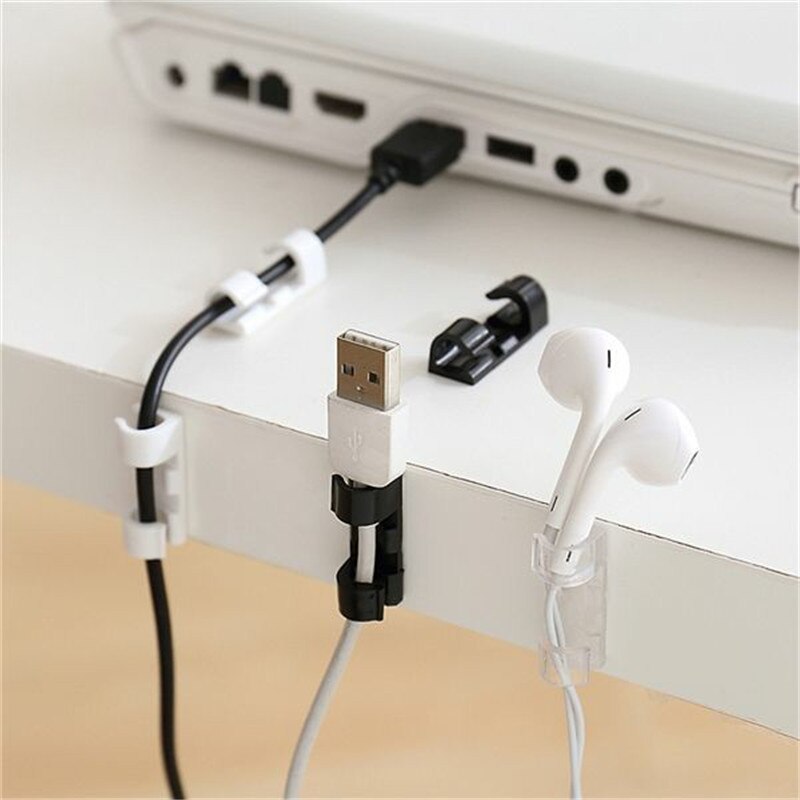 5/20 sztuk Organizer do kabli do zarządzania kablami pulpit i stację roboczą uchwyt na przewód ABS menedżer przewodów USB do ładowania linia danych nawijarka
