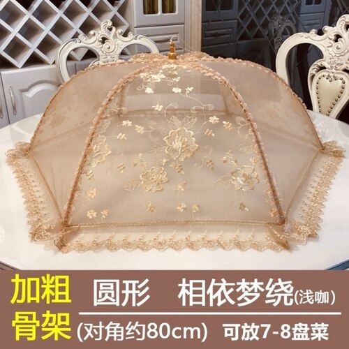 Dish cover good folding food cover dish cover large food umbrella cover lace: K67-80cm