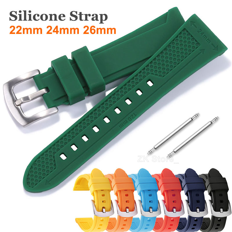 Weiches Silikonkautschuk-Uhrenarmband, 22 mm, 24 mm, 26 mm, für Herren und Damen, Sport, wasserdicht, atmungsaktiv, Ersatzarmband, Gürtel