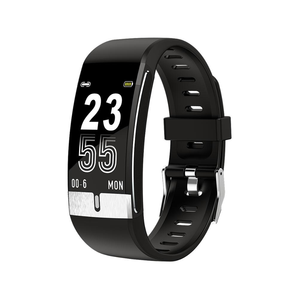 Smart klocka herr  e66 kroppstemperatur ecg ppg vattentätt sportarmband blodsyre puls smartklocka för ios android: Svart