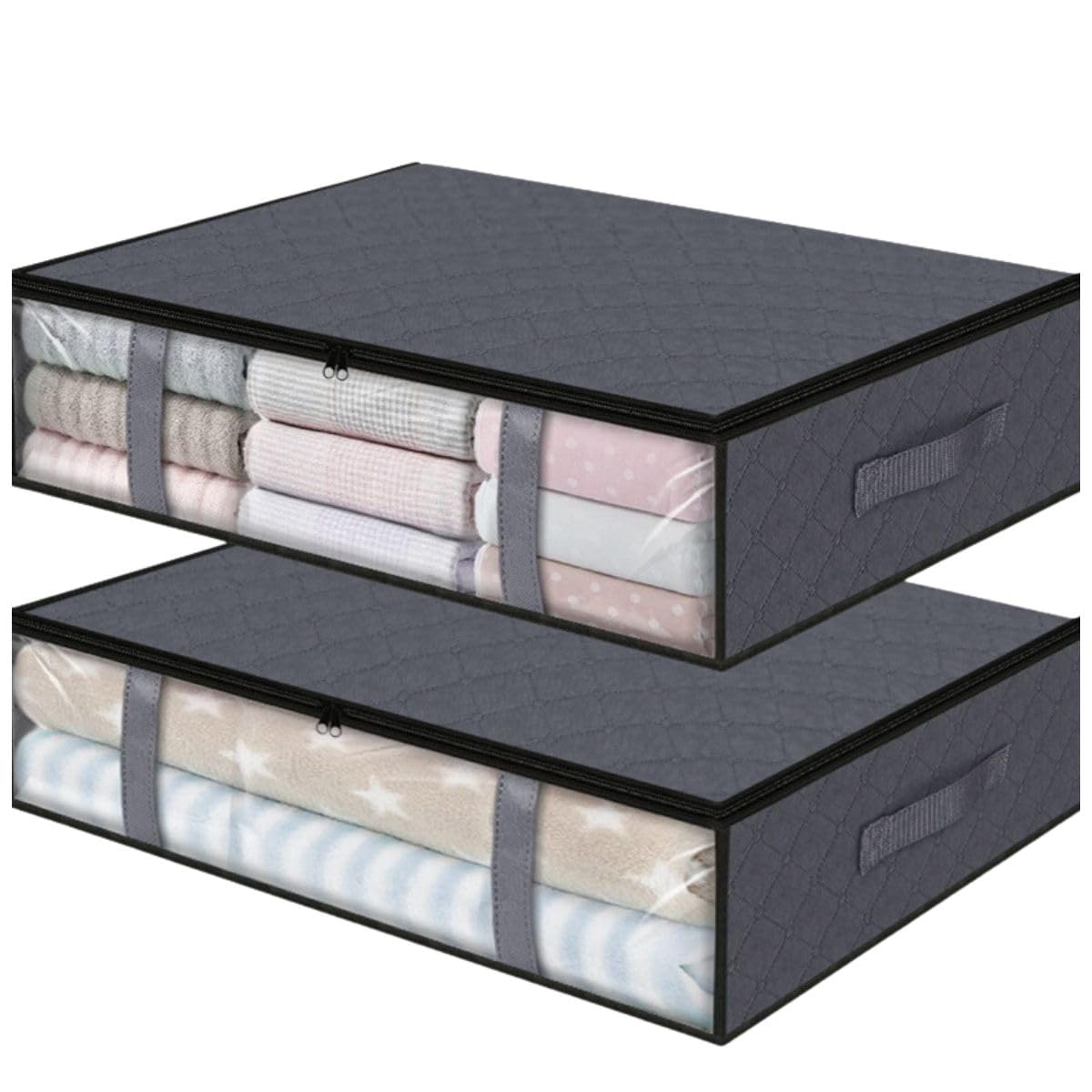 90L Sturdy Under Bed Storage Containers Organizer Large Capacity Clothes Bins and Bedroom Foldable Storage Bag with Clear Window: Brown