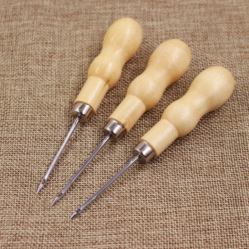 1Pcs Leather Priem Met Gat Lederen Stitcher Tool Perforator Handgemaakte Lederen Ambachten Levert Priem Tool