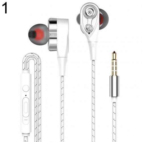 3.5 millimetri Dual Drive Doppia Bobina mobile di Ferro Auricolari Stereo In-ear Auricolari Bassi 3D Stereo Controllo del Volume Con La il Mic Per Il IPhone Xiaomi: White Single horn