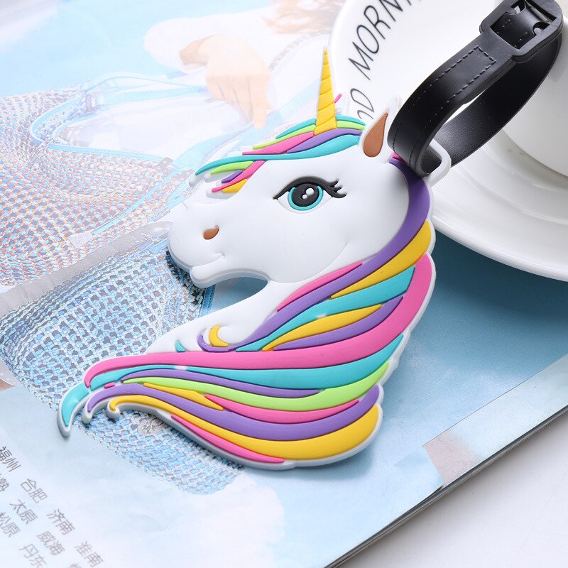 Avocado Unicorn Travel Accessories Cartoon Silicone Gel Luggage Tag Suitcase ID Address Holder Boarding Tag Portable Label Cover