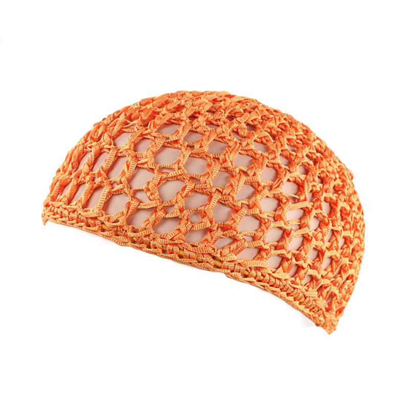 1 unidad de malla de ganchillo para el cabello, gorro tejido para el cabello, gorro de noche, gorro para dormir para mujer, accesorios para cubrir la cabeza de la peluca: Naranja