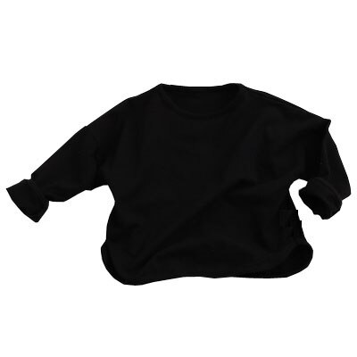 Bebis flickor t-shirt höst barn toppar kläder barn t-shirts för små barn pojkar långärmad t-shirt solid bomull: Svart / 18m