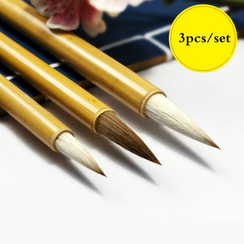 3 pz/impostato Pennello Penna Nuvola Bianca Penna di Calligrafia Cinese Studenti Adulto Cinese Pittura Lupo Capelli Pennelli Prer Calligrafia Tinta Cina