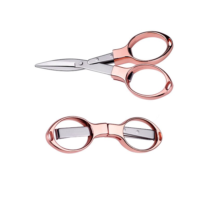 Durable Stainless Steel Foldable Sissors Portable Handmade Crafts Scissors Stationery Folding Scissors DIY SewingTool Home Tools: Rose Gold