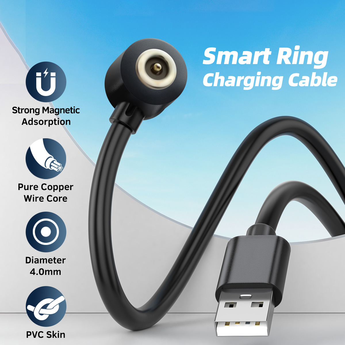 Kabel robić ładowania inteligentnego molościenia, złącze dokujące, kabel USB robić ładowania, magnetyczna ładowarka 4MM, przewód zasilający robić R02/09