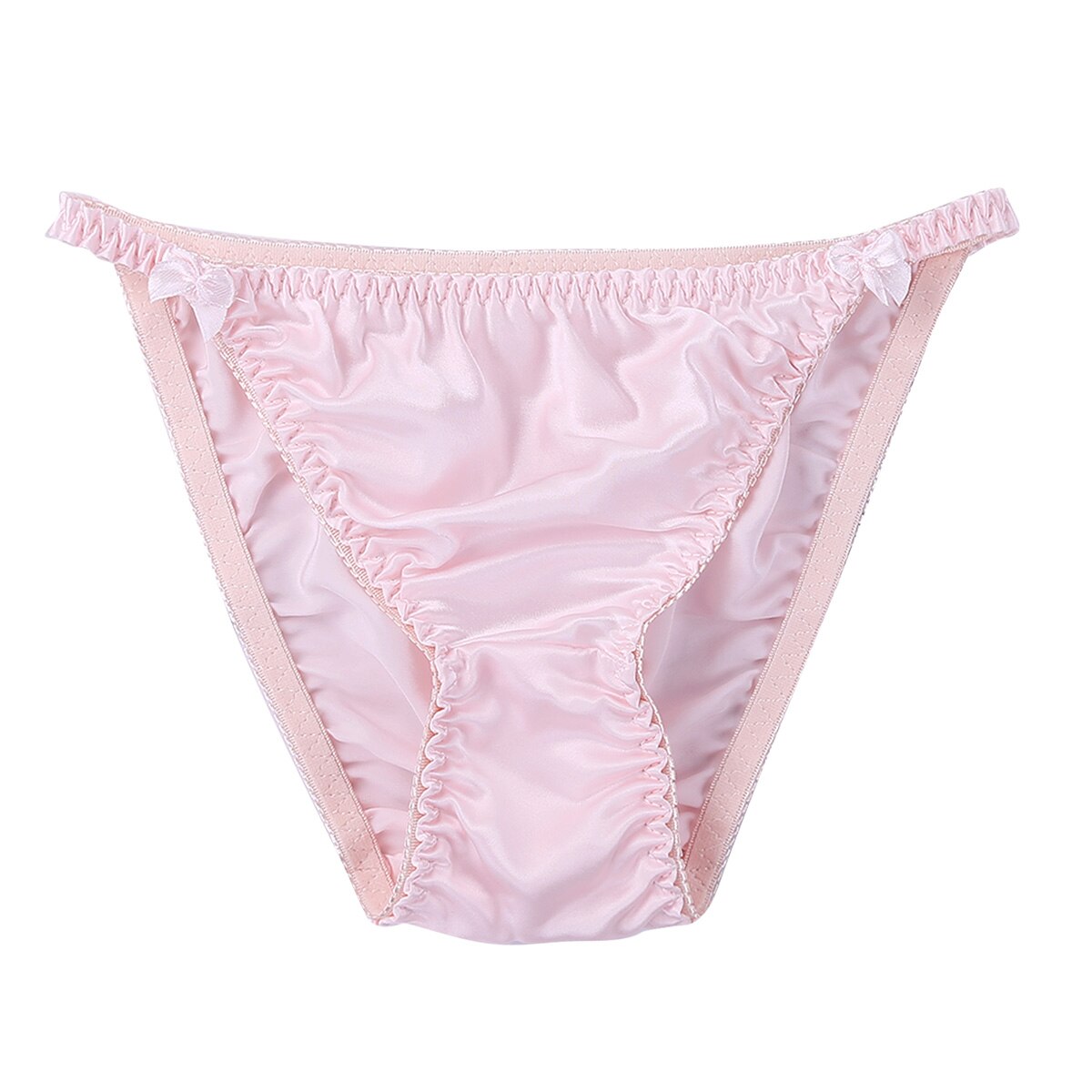 Vrouwen Slips Sexy Zijde Glad Zacht Ondergoed Vrouw Elastische Tailleband Lingerie Slipje Laagbouw Hoge Cut Pure Kleur Onderbroek: Pink / L