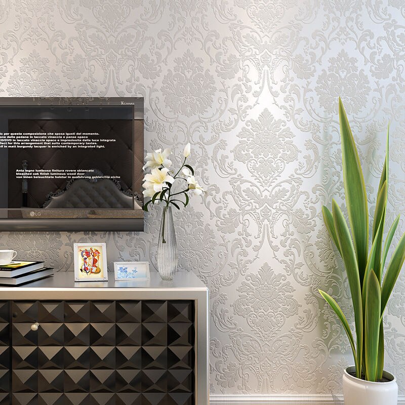 Embossed Damask Wallpaper for Bedroom Living Room TV Background 3D Textured Self-adhesive Non-woven Wall Paper Home Decor