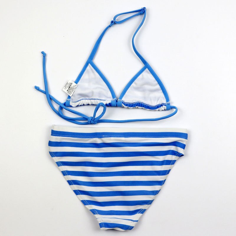 Tjej bikini set barn blå randiga baddräkter tjejer två delar baddräkt barn badkläder biquini set flicka barn baddräkter