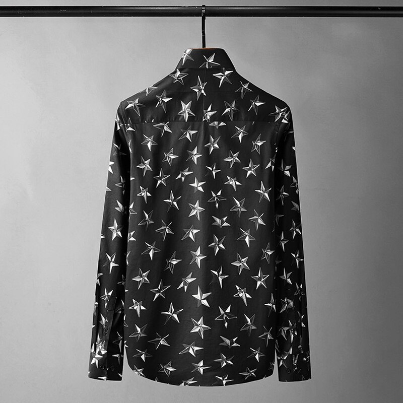 Chemises homme noir et blanc, imprimé pentagramme 3d , chemises habillées homme coupe slim, chemises homme grande taille 4xl