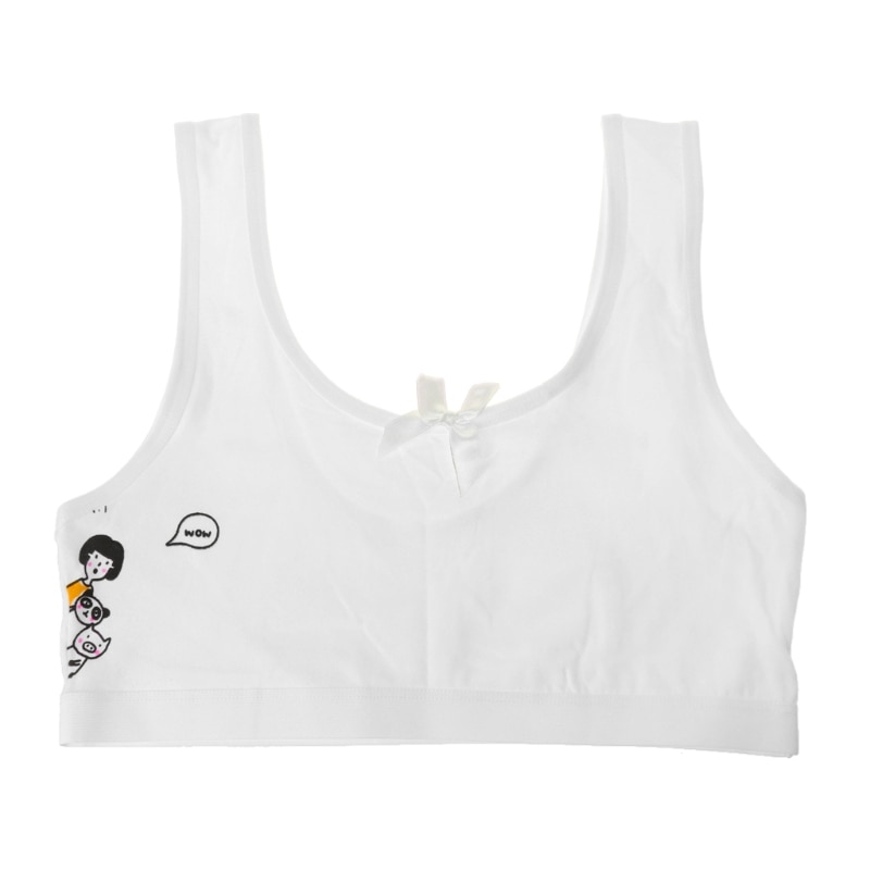 Young Girl Training Yoga Bra Cartoon Bra Teenager Cotton Vest Camisoles Underwear For 8-17Years Old