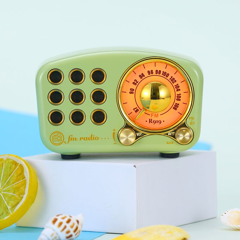 Bluetooth-radiolautsprecher, vintage-radio – fm-radio im altmodischen klick-stil, starke bassverstärkung (grün)
