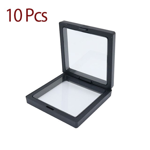 5/10 sztuk 3D pływające ramka na zdjęcia cień biżuteria wyświetlacz stojak wisiorek obrączka uchwyt ochrony biżuteria kamień prezentacja futerał: 10Pcs-Black / 50x50mm